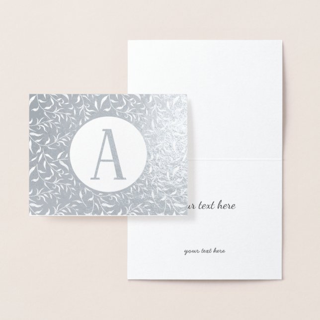 Elegant Gold or Silver Floral Monogram Foil Card (Display)