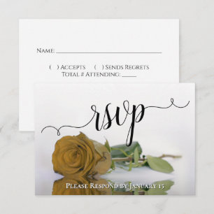 Elegant Gold or Yellow Reflecting Rose Wedding RSVP Card