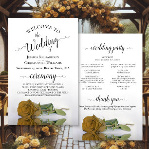 Elegant Gold or Yellow Rose Budget Wedding Program