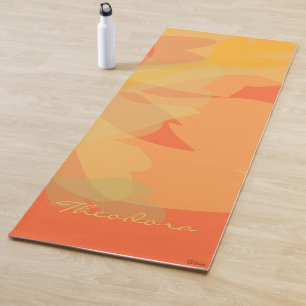Elegant Gold Orange Abstract Floral Yoga Mat