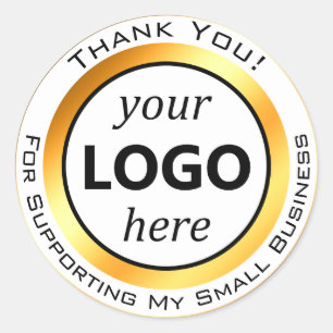 Elegant Gold Orange Colour Thank You Your Logo Her Classic Round Sticker