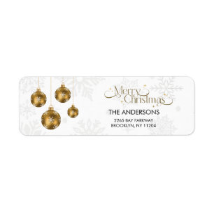 Elegant Gold Ornament Christmas Return Address