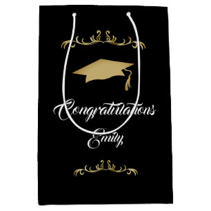 Elegant Gold Ornament Congratulations Graduate  Medium Gift Bag