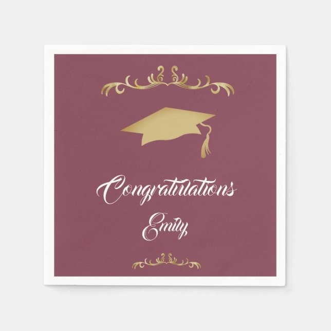 Elegant Gold Ornament Congratulations Graduate  Napkin (Front)