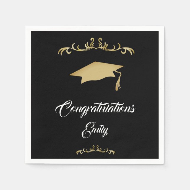 Elegant Gold Ornament Congratulations Graduate  Napkin (Front)