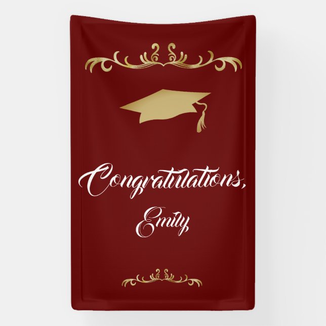 Elegant Gold Ornament Congratulations Graduation Banner (Vertical)