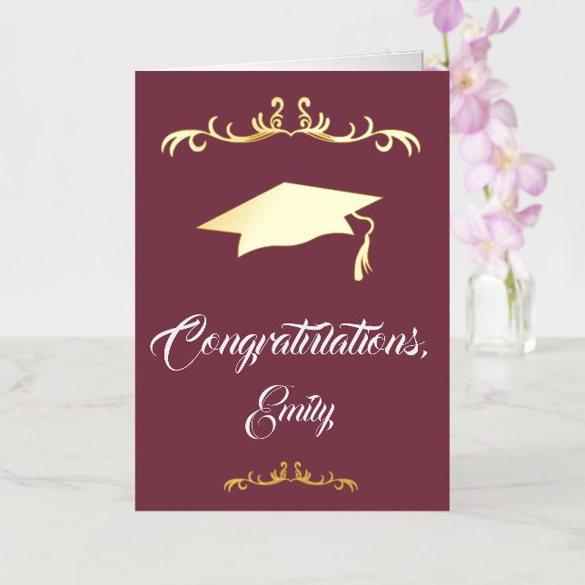 Elegant Gold Ornament Congratulations Graduation Foil Greeting Card (Orchid)