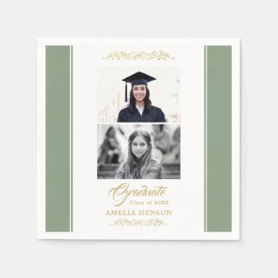 Elegant Gold Ornament Graduation 2 Photo Napkin