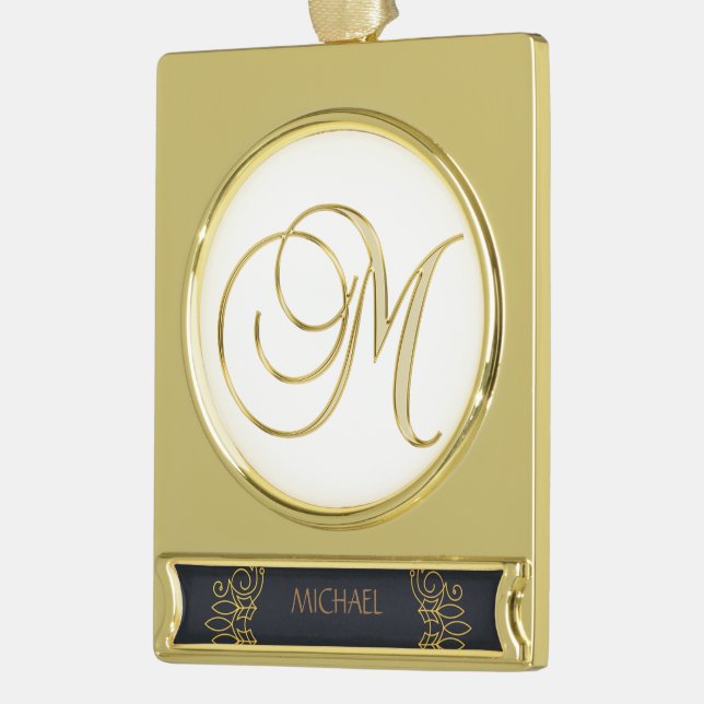 Elegant gold ornament letter m (Left)