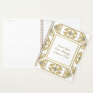 Elegant Gold Ornamental Border with Diamond Accent Planner