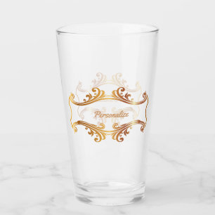 Elegant Gold Ornamental Design Personalised Tumble Glass
