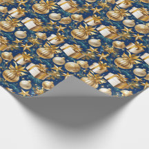 Elegant Gold Ornaments and Stars Wrapping Paper