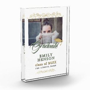 Elegant Gold Ornaments Graduate Graduation Photo Block
