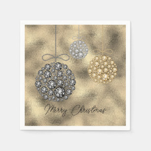 Elegant Gold Ornaments Merry Christmas  Napkin