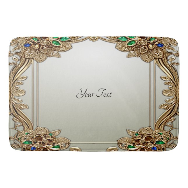 Elegant Gold Ornate Bath Mat (Front)