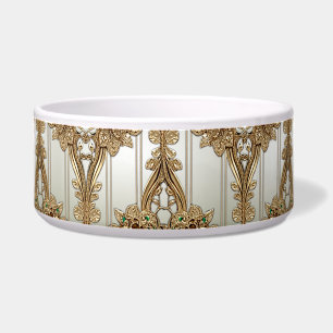 Elegant Gold Ornate Ceramic Pet Bowl