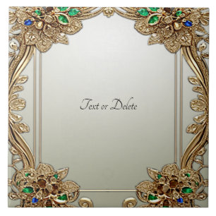 Elegant Gold Ornate Ceramic Tile