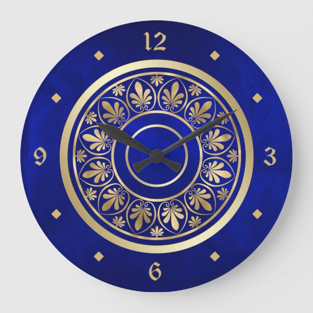 Elegant Gold Ornate Design Circle Pattern Large Clock (Front)