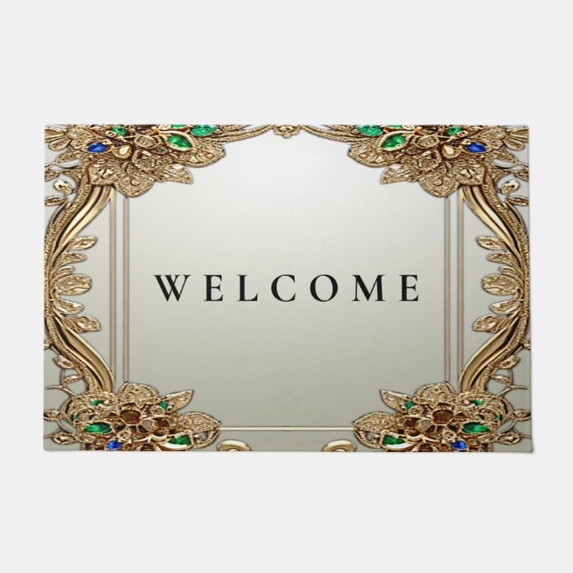 Elegant Gold Ornate Doormat (Front)