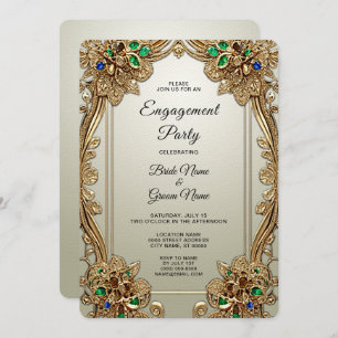 Elegant Gold Ornate Engagement Invitation