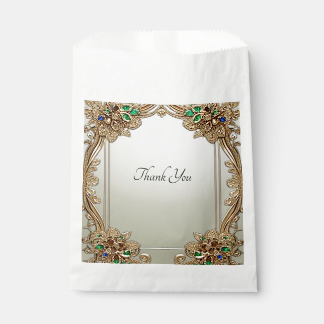 Elegant Gold Ornate Favour Bag (Front)