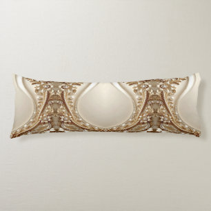 Elegant Gold Ornate Floral Body Pillow