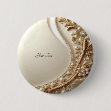 Elegant Gold Ornate Floral Button