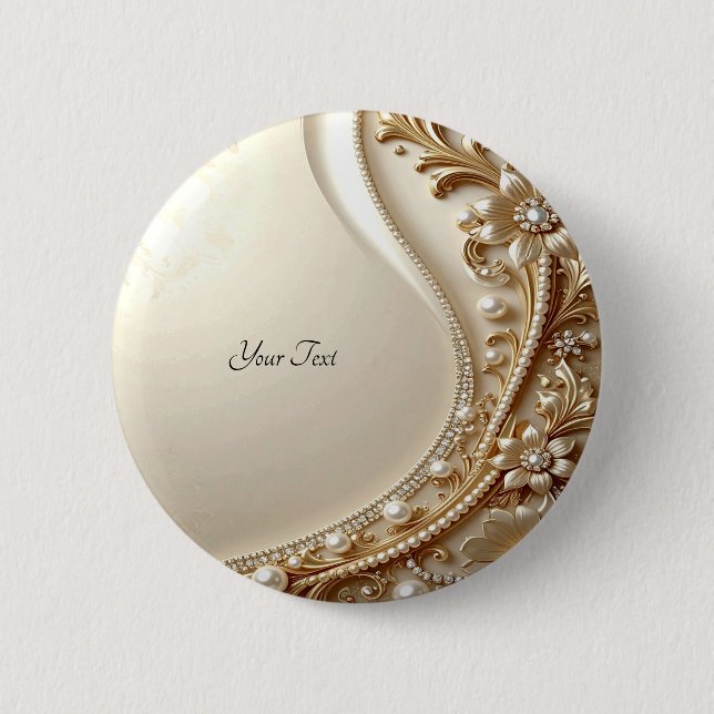 Elegant Gold Ornate Floral Button (Front)