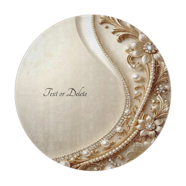 Elegant Gold Ornate Floral Cutting Board (Front)
