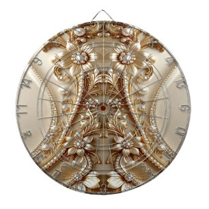 Elegant Gold Ornate Floral Dartboard