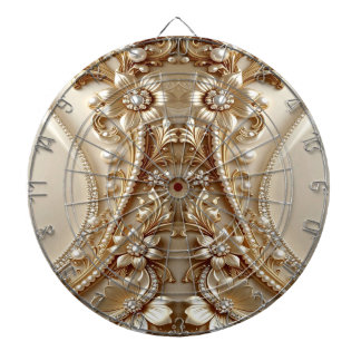 Elegant Gold Ornate Floral Dartboard
