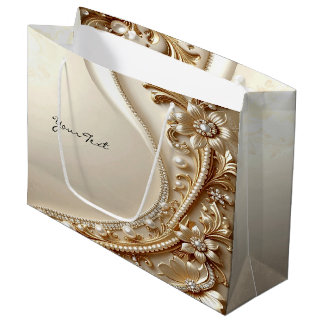 Elegant Gold Ornate Floral Gift Bag