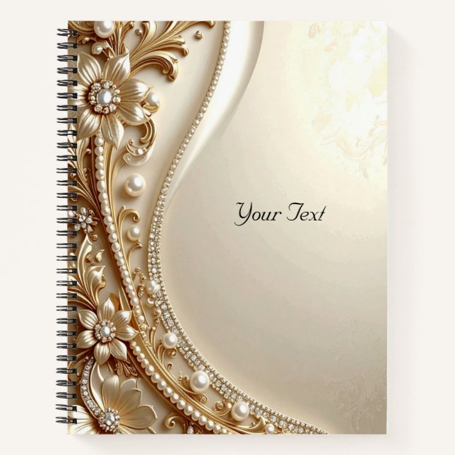 Elegant Gold Ornate Floral Notebook (Front)