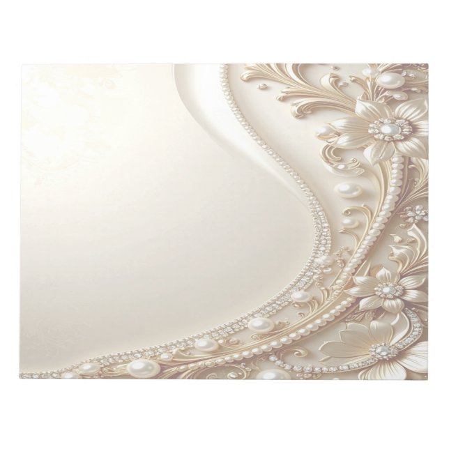 Elegant Gold Ornate Floral Notepad (Front)