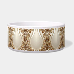 Elegant Gold Ornate Floral Pet Bowl