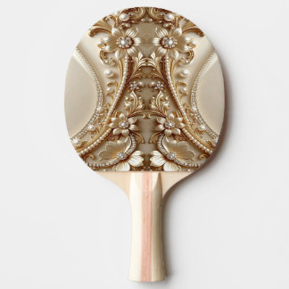 Elegant Gold Ornate Floral Ping Pong Paddle