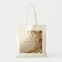 Elegant Gold Ornate Floral Tote Bag