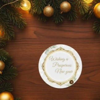 Elegant Gold Ornate Frame Round Sticker with Eucal