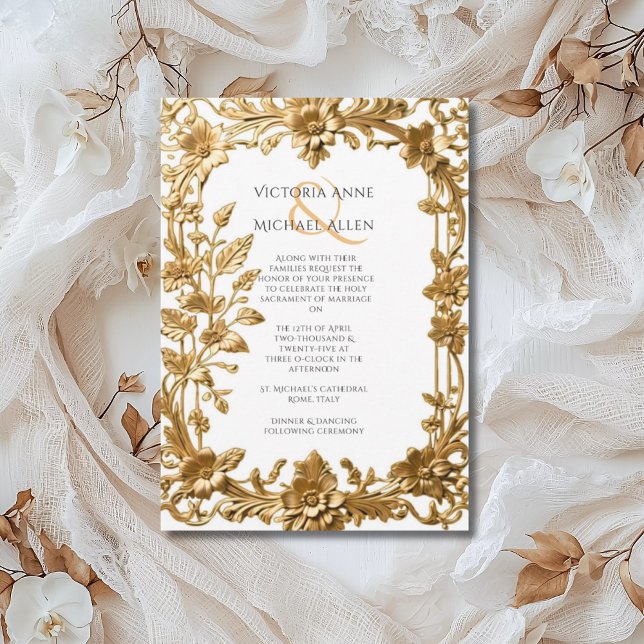 Elegant Gold Ornate Frame Wedding  Invitation (Creator Uploaded)
