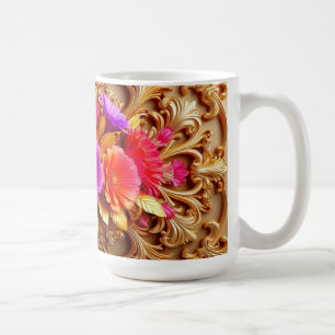 Elegant Gold Ornate Frame with flowers Coffee Mug