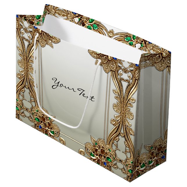 Elegant Gold Ornate Gift Bag (Front Angled)