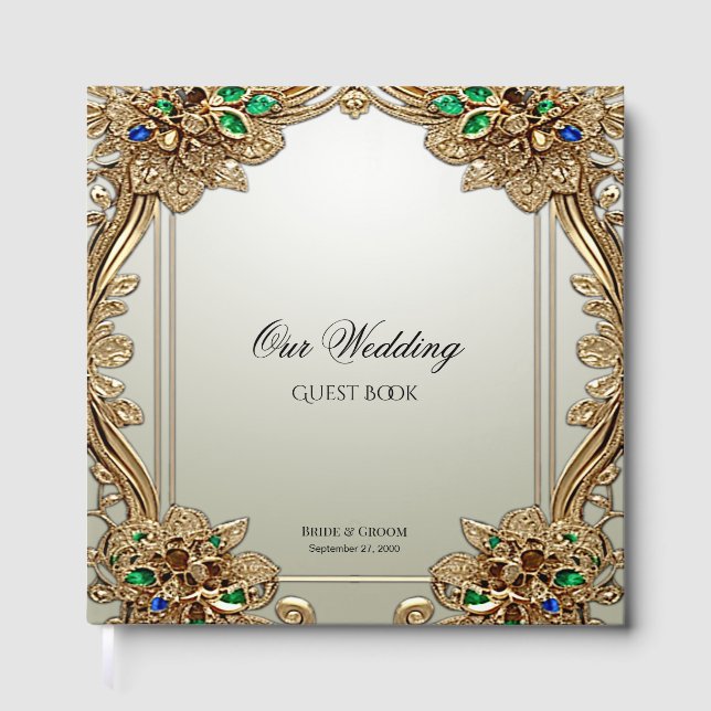 Elegant Gold Ornate Guest Book (Front)