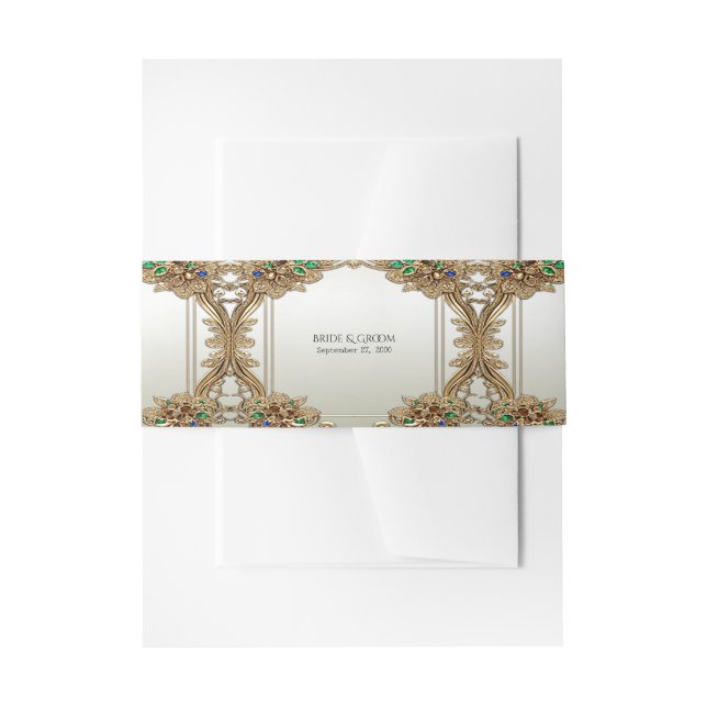 Elegant Gold Ornate Invitation Belly Band (Front Example)