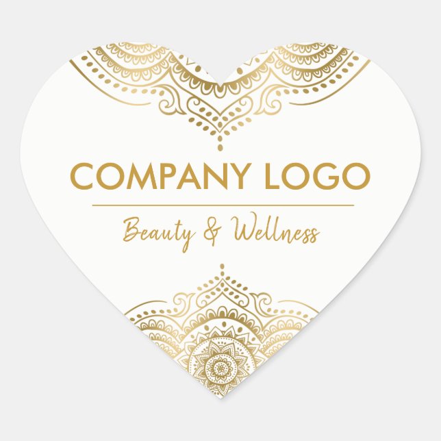 Elegant Gold Ornate Lace Mandala Heart Sticker (Front)