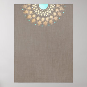 Elegant Gold Ornate Lotus Mandala Poster