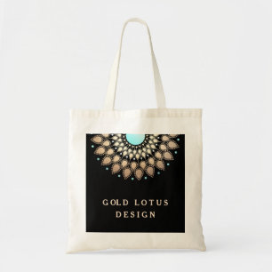 Elegant Gold Ornate Lotus Mandala Tote Bag