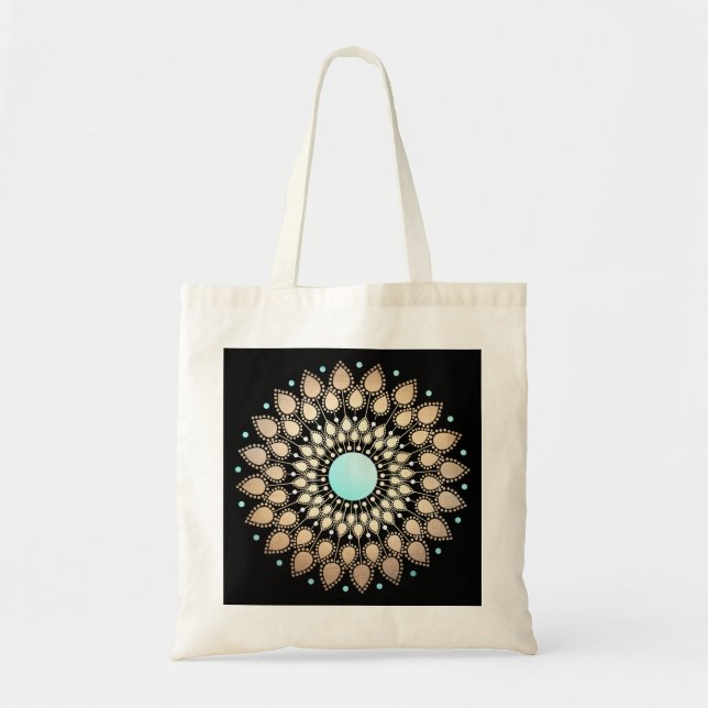 Elegant Gold Ornate Lotus Mandala Tote Bag (Front)