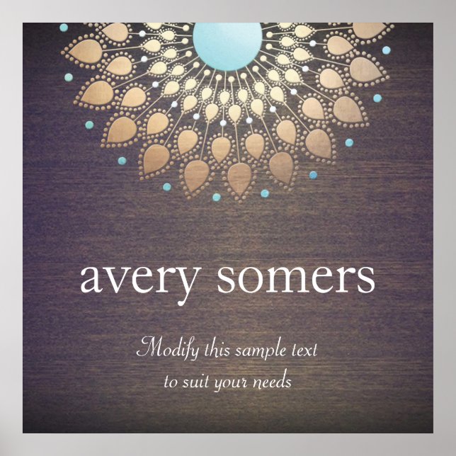 Elegant Gold Ornate Lotus Mandala Wood Poster (Front)