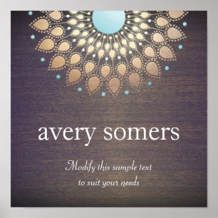 Elegant Gold Ornate Lotus Mandala Wood Poster