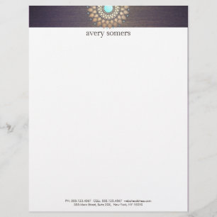 Elegant Gold Ornate Motif Purple Letterhead Design